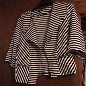 City chic black and white striped blazer